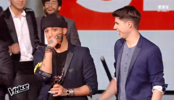 Slimane grand gagnant de "The Voice 5" lors de la finale de The Voice 5, sur TF1, le samedi 14 mai 2016