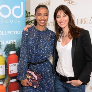 Exclusif - Les anciennes Miss France Maréva Galanter et Flora Coquerel posent sur la Plage du Nikki Beach pour présenter les jus de fruits "Good" durant le 69 ème Festival International du film de Cannes le 13 mai 2016. © Gian Gorassini / Bestimage