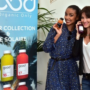 Exclusif - Maréva Galanter et Flora Coquerel posent sur la Plage du Nikki Beach pour présenter les jus de fruits "Good" durant le 69 ème Festival International du film de Cannes le 13 mai 2016. © Gian Gorassini / Bestimage