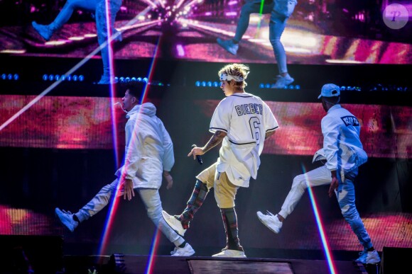 Le jeune Justin Bieber en concert à Auburn Hills dans le cadre de sa tournée "The Purpose World Tour", le 26 avril 2016. © Marc Nader/Zuma Press/Bestimage
