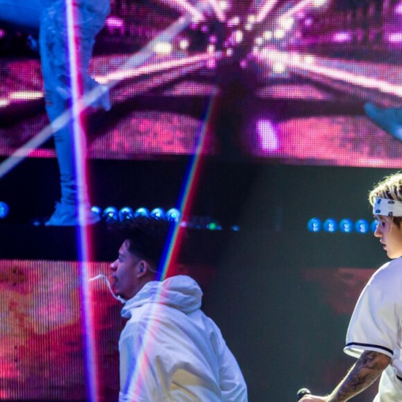 Le jeune Justin Bieber en concert à Auburn Hills dans le cadre de sa tournée "The Purpose World Tour", le 26 avril 2016. © Marc Nader/Zuma Press/Bestimage