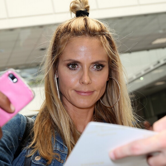 Heidi Klum à l'aéroport de Nice pour se rendre au 69 ème Festival International du Film de Cannes le 13 mai 2016