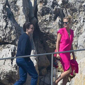 Heidi Klum et Vito Schnael quittent l'hôtel Eden Roc pour passer à la journée sur un yatch à Cannes, le 15 mai 2016