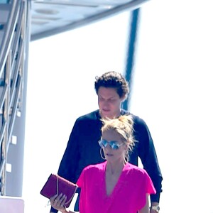 Heidi Klum et Vito Schnael quittent l'hôtel Eden Roc pour passer à la journée sur un yatch à Cannes, le 15 mai 2016