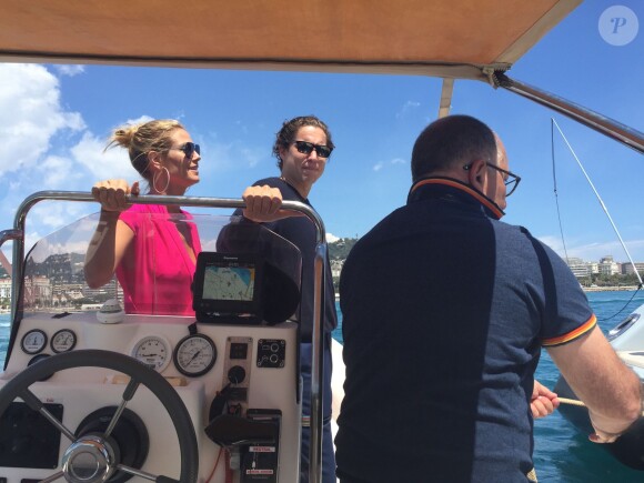 Heidi Klum et Vito Schnael quittent l'hôtel Eden Roc pour passer à la journée sur un yatch à Cannes, le 15 mai 2016