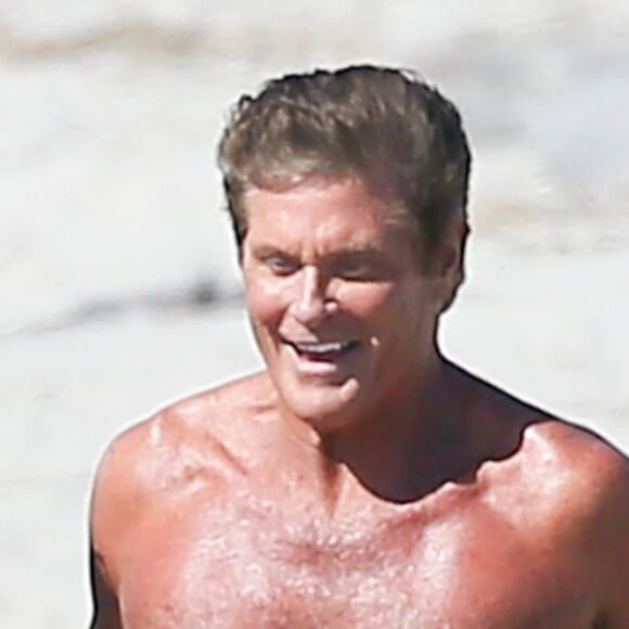 David Hasselhoff et Dwayne Johnson sur le tournage de "Baywatch" à Savannah en Georgie, le 22 mars 2016