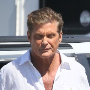 David Hasselhof arrive sur le tournage du film "Baywatch" à Savannah le 22 mars 2016