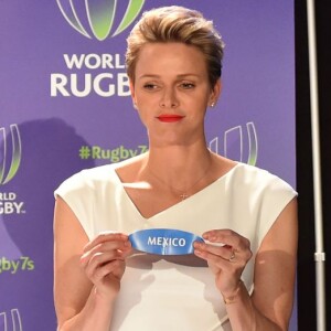 Exclusif - La princesse Charlene de Monaco lors du tirage au sort, le 23 mai à l'hôtel Hermitage de Monte-Carlo, des tournois de repêchage de rugby à 7 Monaco Sevens et Dublin Sevens pour les Jeux olympiques de Rio de Janeiro. © Bruno Bebert/BestImage