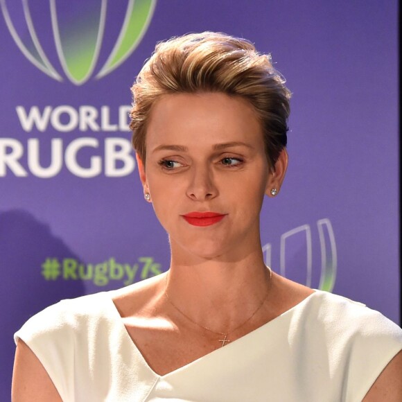 Exclusif - La princesse Charlene de Monaco lors du tirage au sort, le 23 mai à l'hôtel Hermitage de Monte-Carlo, des tournois de repêchage de rugby à 7 Monaco Sevens et Dublin Sevens pour les Jeux olympiques de Rio de Janeiro. © Bruno Bebert/BestImage