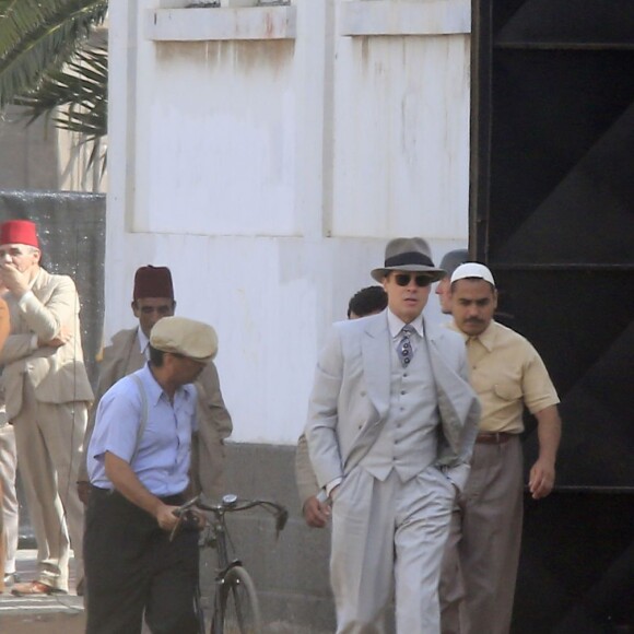 Brad Pitt (qui donne la réplique dans le film à Marion Cotillard) sur le tournage de "Allied" à Las Palmas, Espagne, le 21 mai 2016.