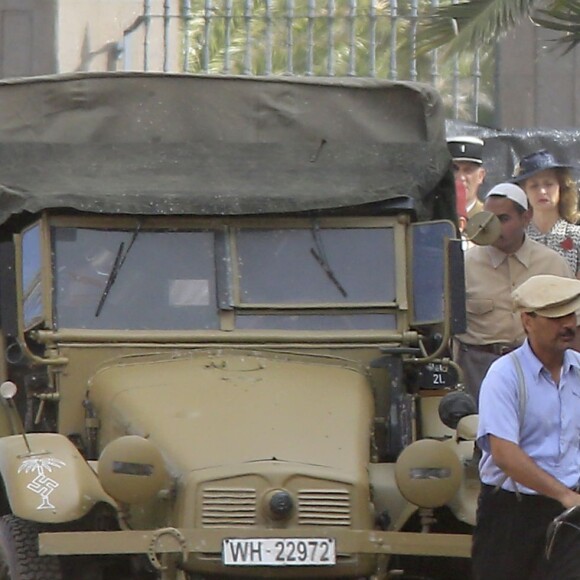 Brad Pitt (qui donne la réplique dans le film à Marion Cotillard) sur le tournage de "Allied" à Las Palmas, Espagne, le 21 mai 2016.