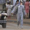 Brad Pitt (qui donne la réplique dans le film à Marion Cotillard) sur le tournage de "Allied" à Las Palmas, Espagne, le 21 mai 2016.
