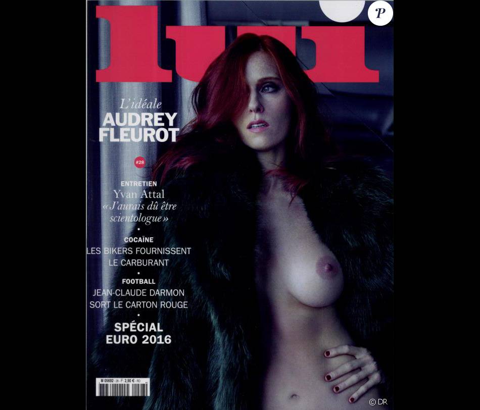 Le magazine Lui du mois de juin 2016 avec Audrey Fleurot nue sous sa fourrure - 