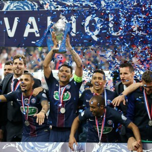 Zlatan Ibrahimovic vainqueur de la Coupe de France pour son tout dernier match avec le PSG, le 21 mai 2016 au Stade de France.