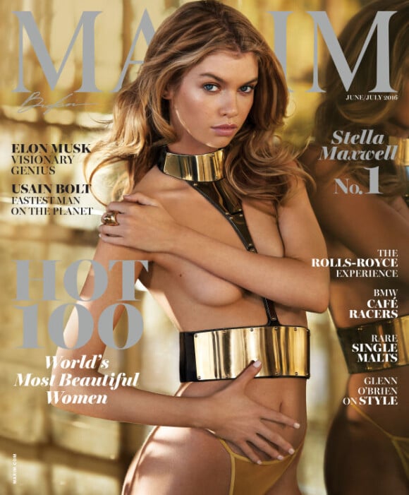 Stella Maxwell en couverture du magazine Maxim. Numéro de juin/juillet 2016.