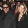 Johnny Depp et sa fiancée Amber Heard - Première du film "Charlie Mortdecai" à l'Empire, Leicester Square, à Londres, le 19 janvier 2015.
