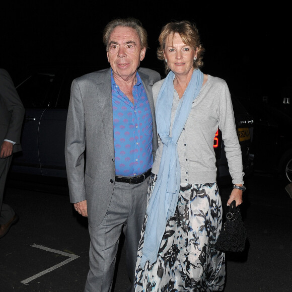 Andrew Lloyd Webber et sa femme Madeleine Gurdon lors d'une soirée organisée chez Jimmy Carr à Londres, le 6 juin 2016.