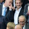 Nicolas Sarkozy et Gianni Infantino (président de la FIFA) au match d'ouverture de l'Euro 2016, France-Roumanie au Stade de France, le 10 juin 2016. © Cyril Moreau/Bestimage10/06/2016 - Saint-Denis