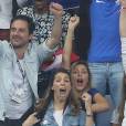 Camille Cerf et Laury Thilleman euphoriques lors du match d'ouverture de l'Euro 2016, France-Roumanie au Stade de France, le 10 juin 2016. © Cyril Moreau/Bestimage