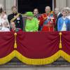 Le prince Charles, Kate Catherine Middleton, duchesse de Cambridge, la princesse Charlotte, le prince George, le prince William, le prince Harry, la reine Elisabeth II d'Angleterre, le prince Edward, comte de Wessex, et le prince Philip, duc d'Edimbourg, le prince Andrew, duc d'York, Lady Louise Windsor et James Mountbatten-Windsor - La famille royale d'Angleterre au balcon du palais de Buckingham lors de la parade "Trooping The Colour" à l'occasion du 90ème anniversaire de la reine. Le 11 juin 2016 London , 11-06-2016 - Queen Elizabeth celebrates her 90th birthday at Trooping the Colour.11/06/2016 - Londres