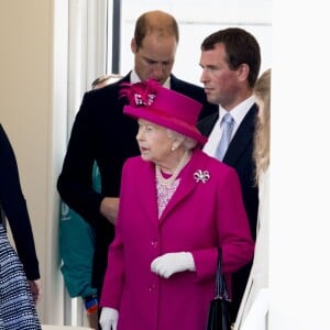 Le prince Edward et la comtesse Sophie de Wessex, la reine Elizabeth II, le prince William et Peter Phillips sur la tribune installée sur le Mall le 12 juin 2016 à l'occasion du Patron's Lunch, le pique-nique géant sur le Mall en l'honneur du 90e anniversaire de la souveraine.
