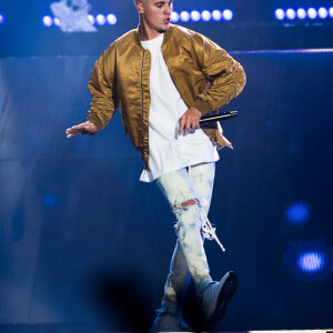 Justin Bieber en concert à Calgary lors de sa tournée "Purpose World Tour", le 13 juin 2016.