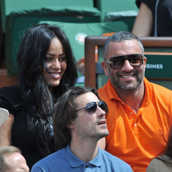 Amel Bent et Patrick Antonelli - Internationaux de France de tennis de Roland Garros à Paris, le 5 juin 2014.