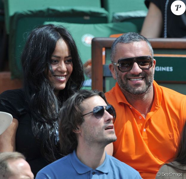 Amel Bent et Patrick Antonelli - Internationaux de France de tennis de Roland Garros à Paris, le 5 juin 2014.
