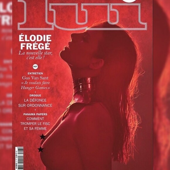 Elodie Frégé nue en couverture du magazine "Lui", édition de mai 2016