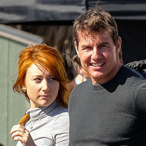 Exclusif - Connor Cruise vient rendre visite à son père Tom Cruise sur le tournage du film "Jack Reacher: Never Go Back" à la Nouvelle-Orléans, le 20 janvier 2016.