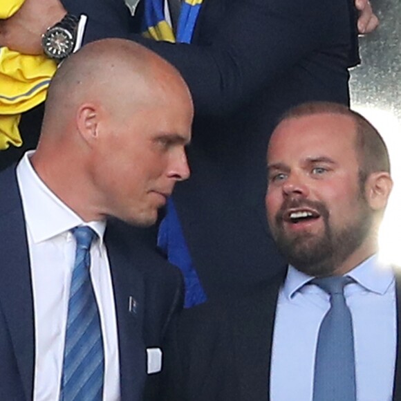 Le prince Albert II de Monaco et le prince Carl Philip de Suède lors du match Suède-Belgique pendant l'UEFA Euro 2006 au stade Allianz Riviera à Nice, France le 22 juin 2016. La Belgique gagne 1-0 et rejoint les huitièmes de finale. © Cyril Moreau/Bestimage