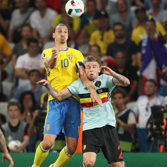 Zlatan Ibrahimovic au match de l'Euro 2016 Suède-Belgique au stade Allianz Riviera à Nice. C'est le dernier match de Zlatan Ibrahimovic sous les couleurs de la Suède, il prend sa retraite internationale. Nice, le 22 juin 2016. © Cyril Moreau/Bestimage