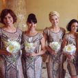 Fauve Hautot, Candice Pascal, Katrina Patchett, Coco Licata, Emmanuelle Berne, Denitsa Ikonomova et Silvia Notargiacomo demoiselles d'honneur d'Alizée pour son mariage en Corse, le 18 juin 2016