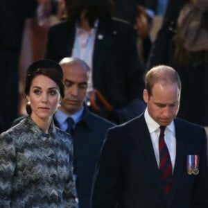 Le prince Harry, Kate Catherine Middleton, duchesse de Cambridge, et le prince William, duc de Cambridge - La famille royale d'Angleterre lors des commémorations du centenaire de la Bataille de la Somme à Thiepval. Le 30 juin 2016