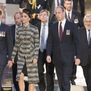 Le prince Harry, Kate Catherine Middleton, duchesse de Cambridge, et le prince William, duc de Cambridge - La famille royale d'Angleterre lors des commémorations du centenaire de la Bataille de la Somme à Thiepval. Le 30 juin 2016