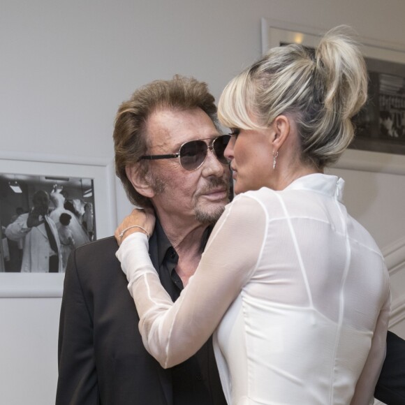 Johnny Hallyday et sa femme Laeticia Hallyday au défilé Christian Dior haute houture automne-hiver 2016-2017 à Paris. Le 4 juillet 2016 © Olivier Borde / Bestimage