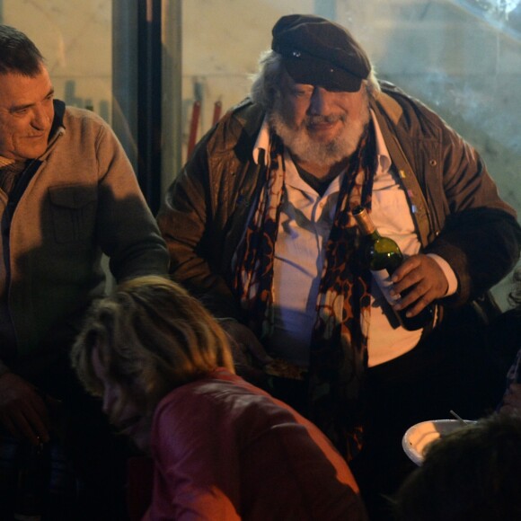 Exclusif - Jean-Marie Bigard et Jean-Claude Dreyfus - Tournage du film "Vive la crise" à Paris. Le 30 mai 2016 © Daniel Angeli / Bestimage