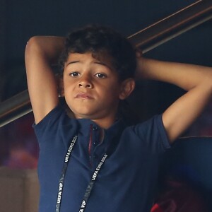 La famille de Cristiano Ronaldo: son fils, Cristiano Ronaldo Jr., ses 2 soeurs, Katia et Elma Aveiro, et sa mère, Dolores Aveiro, assistent au match, Portugal - Autriche pendant l'UEFA Euro 2016 au Parc des Princes à Paris, le 18 juin 2016. © Cyril Moreau/Bestimage