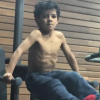 Cristiano Ronaldo Junior, 5 ans, en pleine séance de muscu, photo Instagram mars 2016.