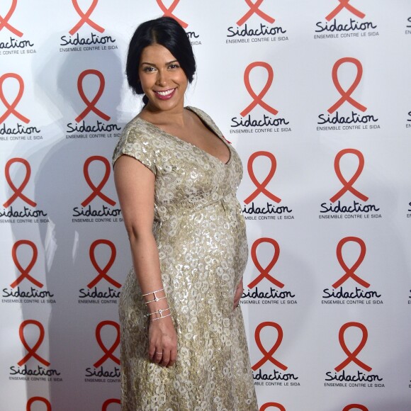 Ayem Nour enceinte - Soirée de lancement du Sidaction 2016 au Musée du Quai Branly à Paris le 7 mars 2016. © Giancarlo Gorassini/Bestimage