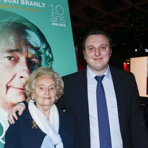 Bernadette Chirac et son petit-fils Martin Rey-Chirac - Inauguration de l'exposition "Jacques Chirac ou le dialogue des cultures" au musée du quai Branly à Paris, le 20 juin 2016. © Olivier Borde/Bestimage