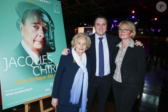 Martin Rey-Chirac entre sa mère Claude Chirac et sa grand-mère Bernadette Chirac - Inauguration de l'exposition "Jacques Chirac ou le dialogue des cultures" au musée du quai Branly à Paris, le 20 juin 2016. © Olivier Borde/Bestimage