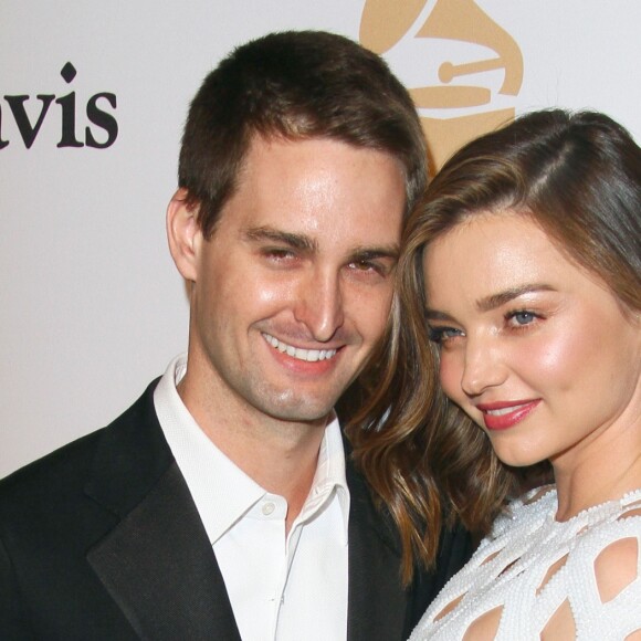 Miranda Kerr et son compagnon Evan Spiegel - Soirée de Gala Clive Davis Pre-Grammy à l'hôtel Hilton de Beverly Hills le 14 février 2016.