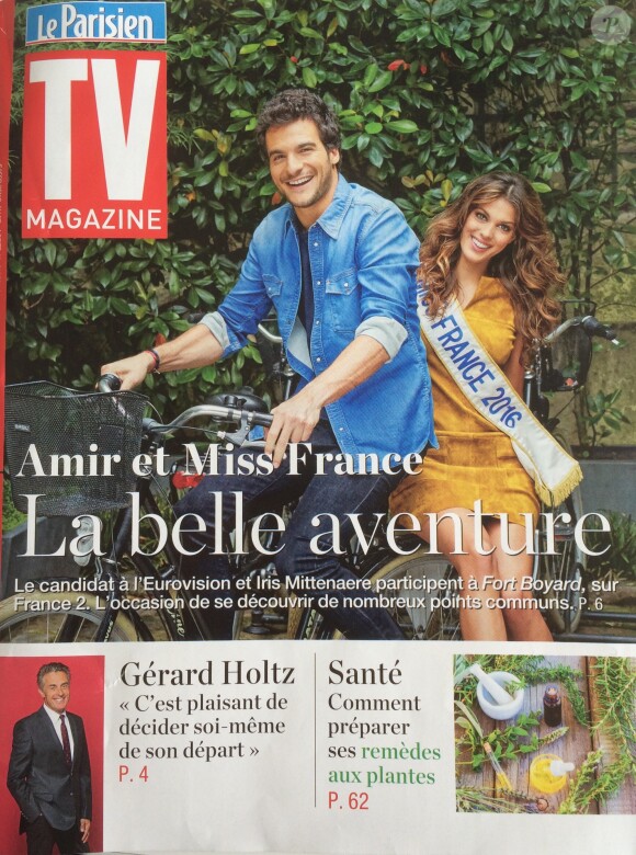 Amir et Iris, Miss France 2016, en couverture de "TV Magazine", en kiosques le 15 juillet 2016.