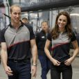 Le prince William, duc de Cambridge et Catherine Kate Middleton, la duchesse de Cambridge arrivent à Portsmouth pour rencontrer l'équipe du Land Rover Bar team qui participe à L'america's cup à Portsmouth, le 24 juillet 2016