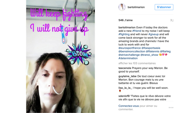 Marion Bartoli continue de se battre. Photo postée le 22 juillet 2016.