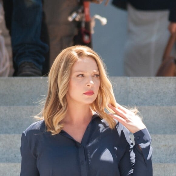 Katherine Heigl enceinte sur le tournage de la série "Doubt" à Los Angeles le 26 juillet 2016.