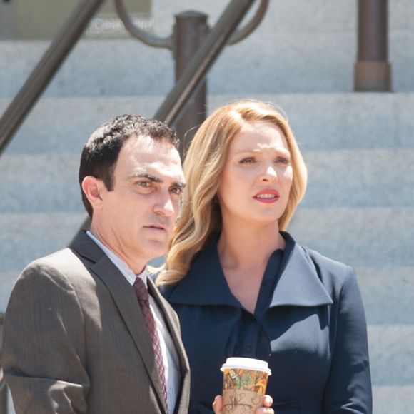 Katherine Heigl enceinte sur le tournage de la série "Doubt" à Los Angeles le 26 juillet 2016.