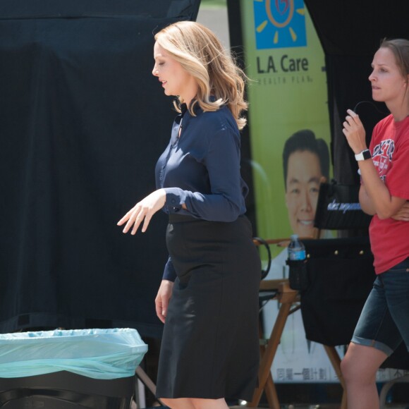 Katherine Heigl enceinte sur le tournage de la série "Doubt" à Los Angeles le 26 juillet 2016.