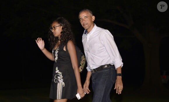 Barack Obama et Sasha arrive à la Maison Blanche, le 19 juin 2016